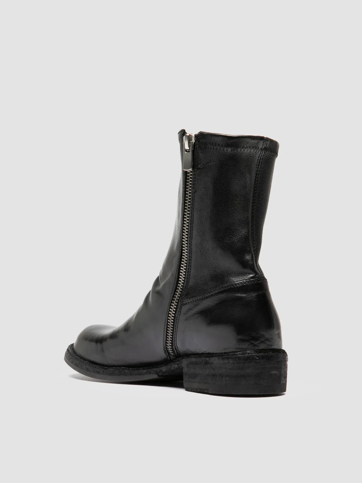 LEGRAND 171 - Black Leather Zipped Boots Eco Material Rainy Days Military Style