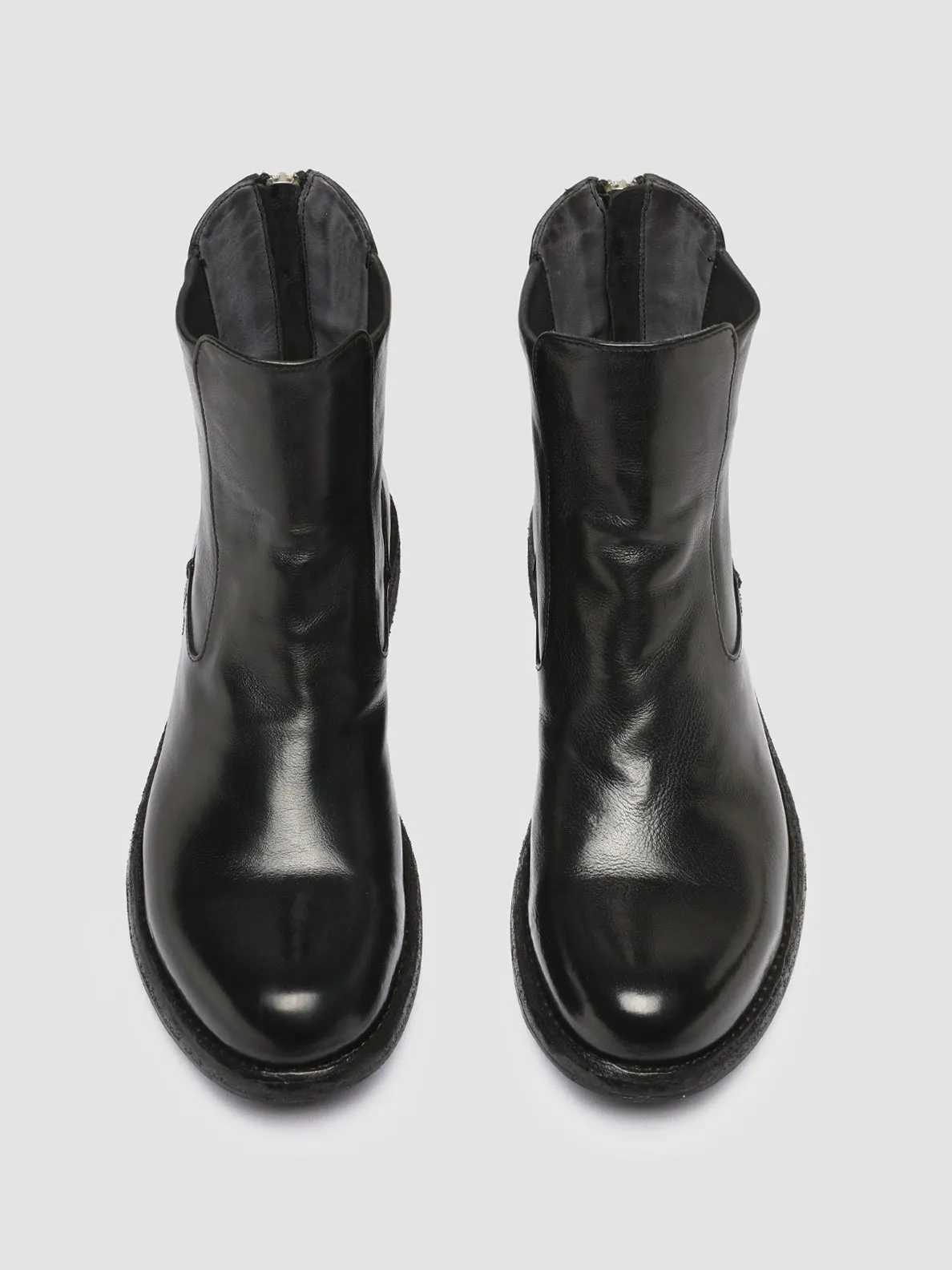 LEGRAND 229 - Black Leather Zip Boots Neutral Tones