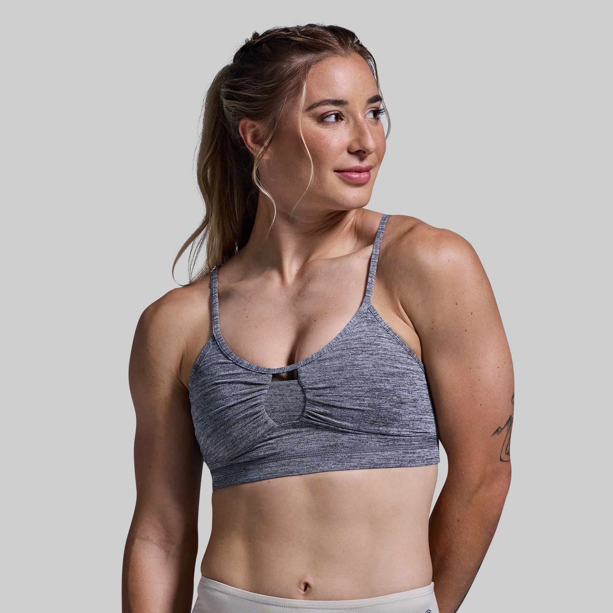 Seamless Feel Embellished Athleisure Bra (Heather Grey)
