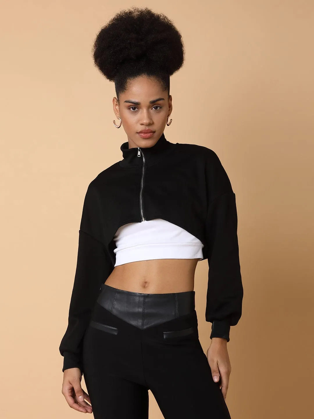 Women's Black Cotton Crop Top Timeless Fit All-Purpose Wear