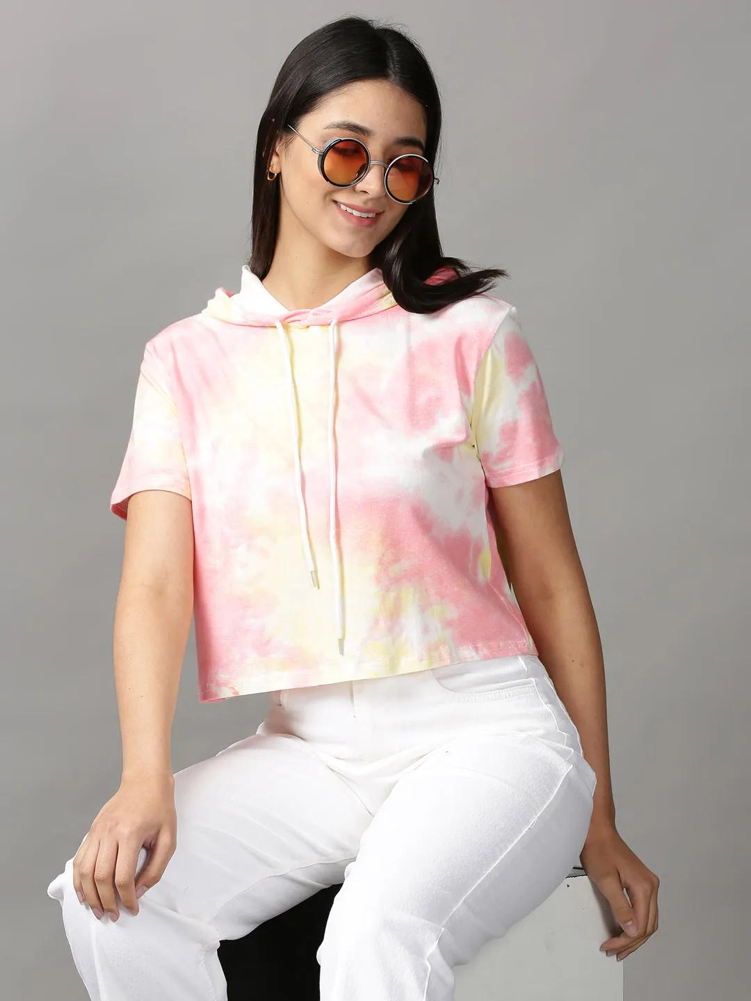 Women's Multi Tie and Dye Crop Top NonRestrictive Cut Stretch Fabric Technology