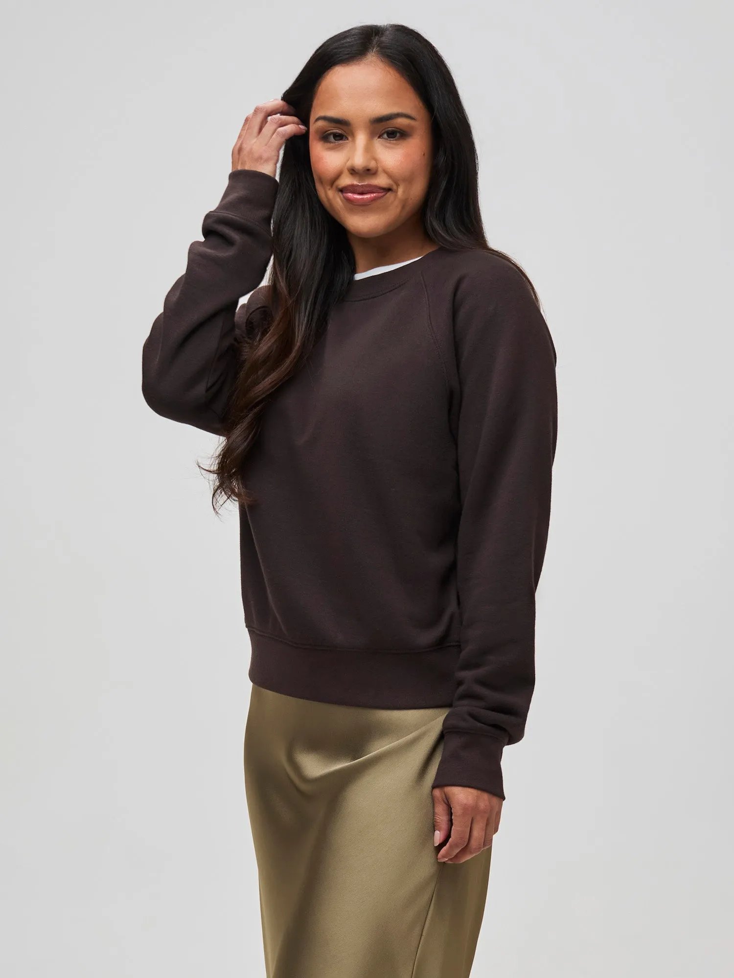 Fashion Basics Women's Espresso Crew Sweatshirt