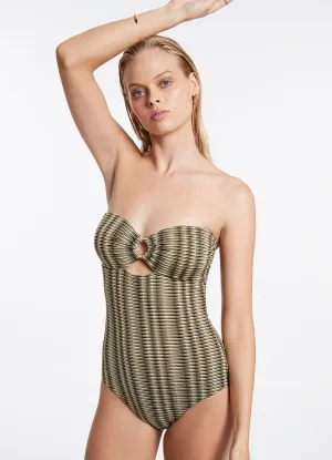 Ravello Bandeau One Piece - Olive Fading Resistant Fabric