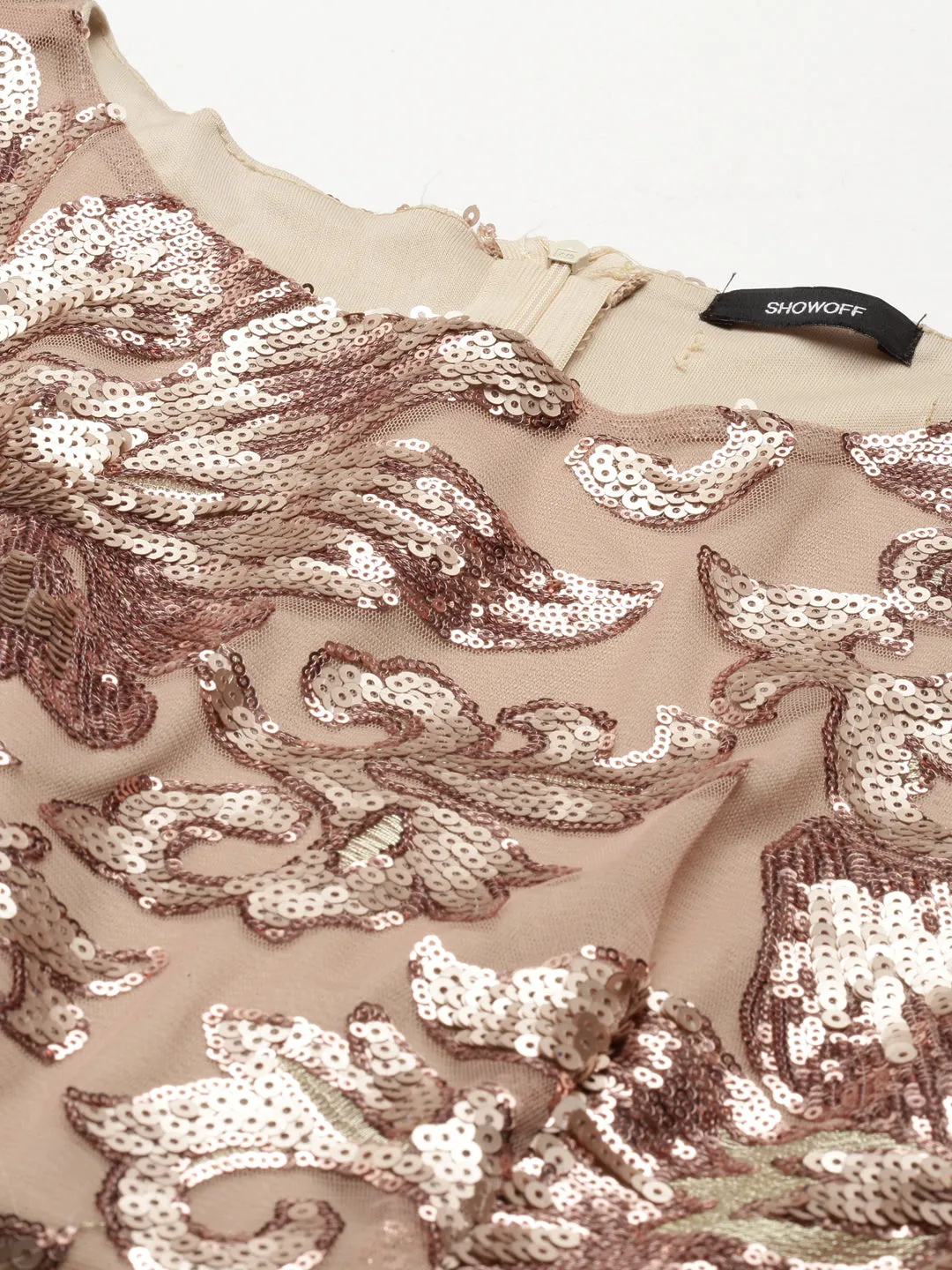 Soft Comfort Simple Mood Women's Gold Embellished Fit & Flare Dress