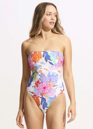 Under The Sea DD Bandeau One Piece - White Hydrodynamic Shape
