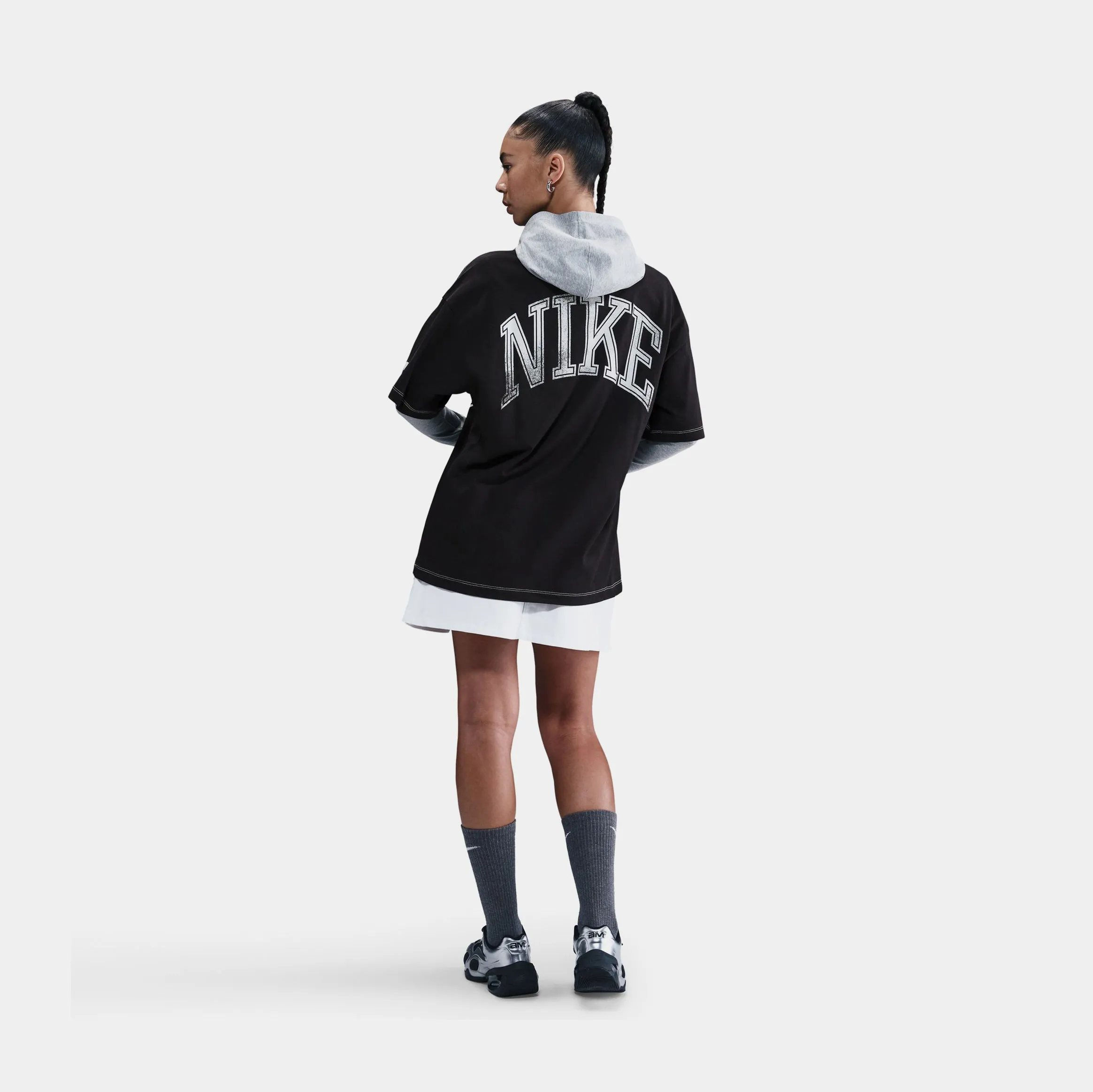 NSW Oversized 95 Womens Short Sleeve Shirt (Black/White) King Mode Sustainable Base