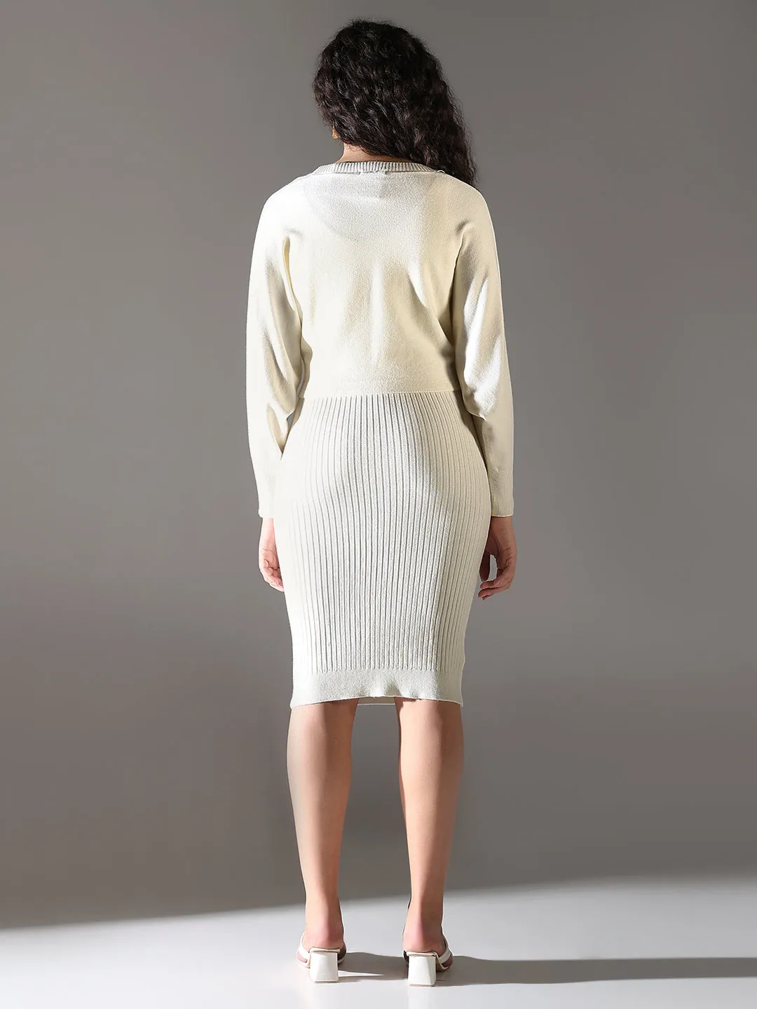 Women's Cream Bodycon Dress with Upper Top Day Ready Easy to Wear