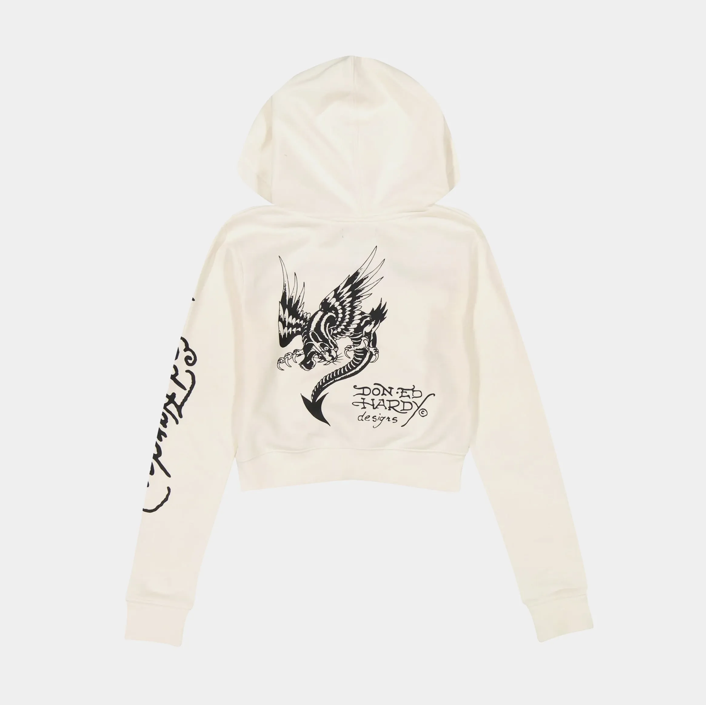 Dagger Heart Cropped Full Zip Womens Hoodie (Beige/Black) kids single layer