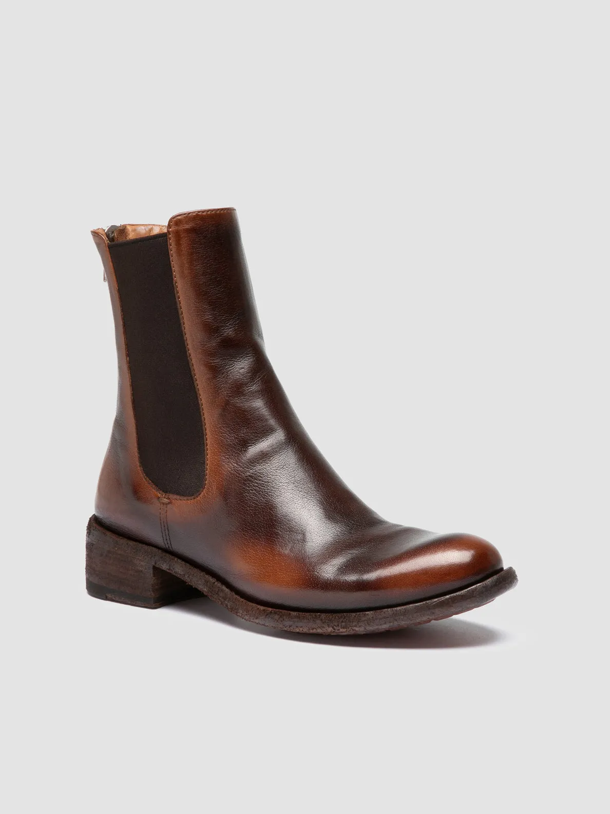 LISON 017 - Brown Leather Chelsea Boots Supportive Build