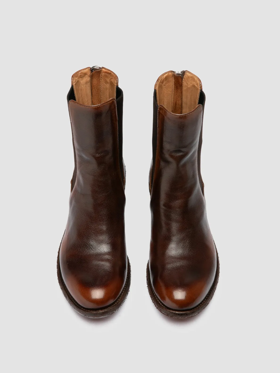 LISON 017 - Brown Leather Chelsea Boots Snow Grip
