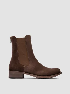 Padded Shaft Daily Mission LISON 017 - Brown Suede Chelsea Boots