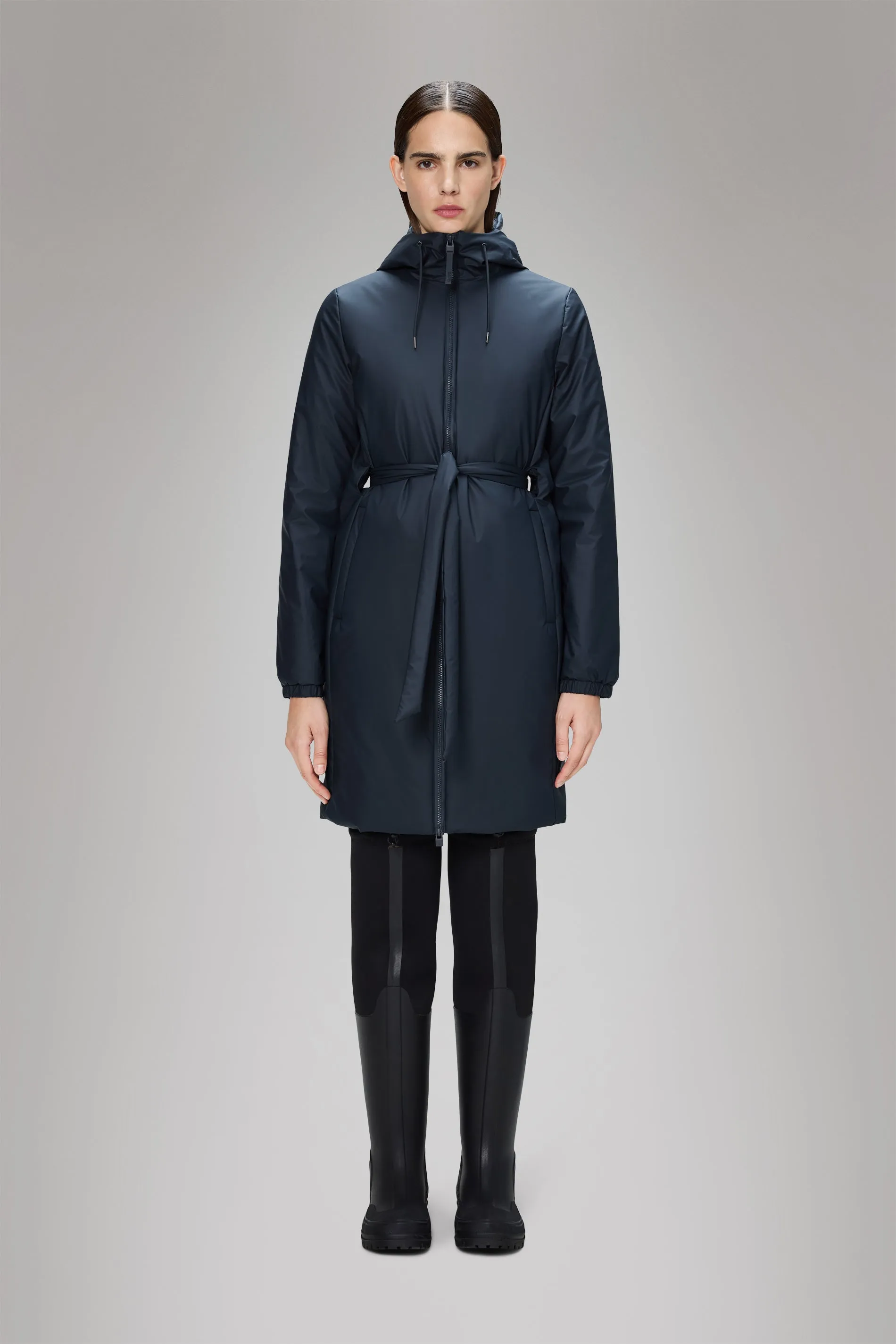 Single Buttons WeatherproofZipper Lohja Long Insulated Curve Jacket