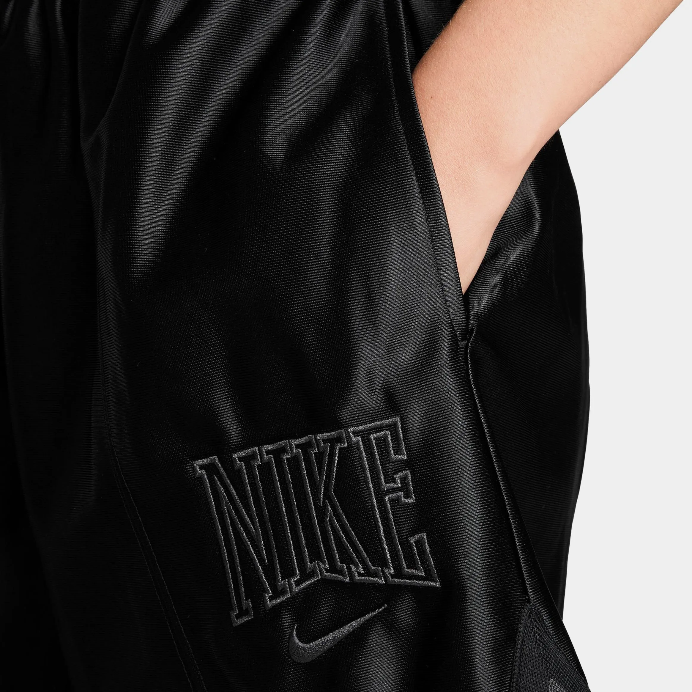 Loose 6" Mid Rise Satin Womens Shorts (Black/Anthracite/Anthracite) Multi Pocket System