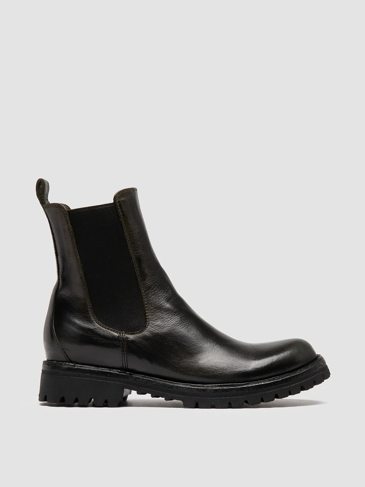 LORAINE 004 - Black Leather Chelsea Boots Insulated Snow Trekker