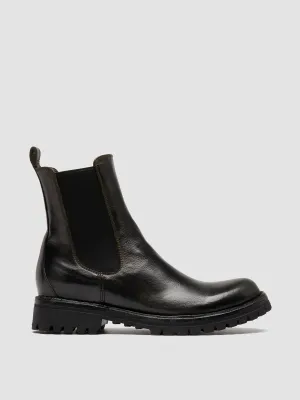 LORAINE 004 - Black Leather Chelsea Boots Insulated Snow Trekker