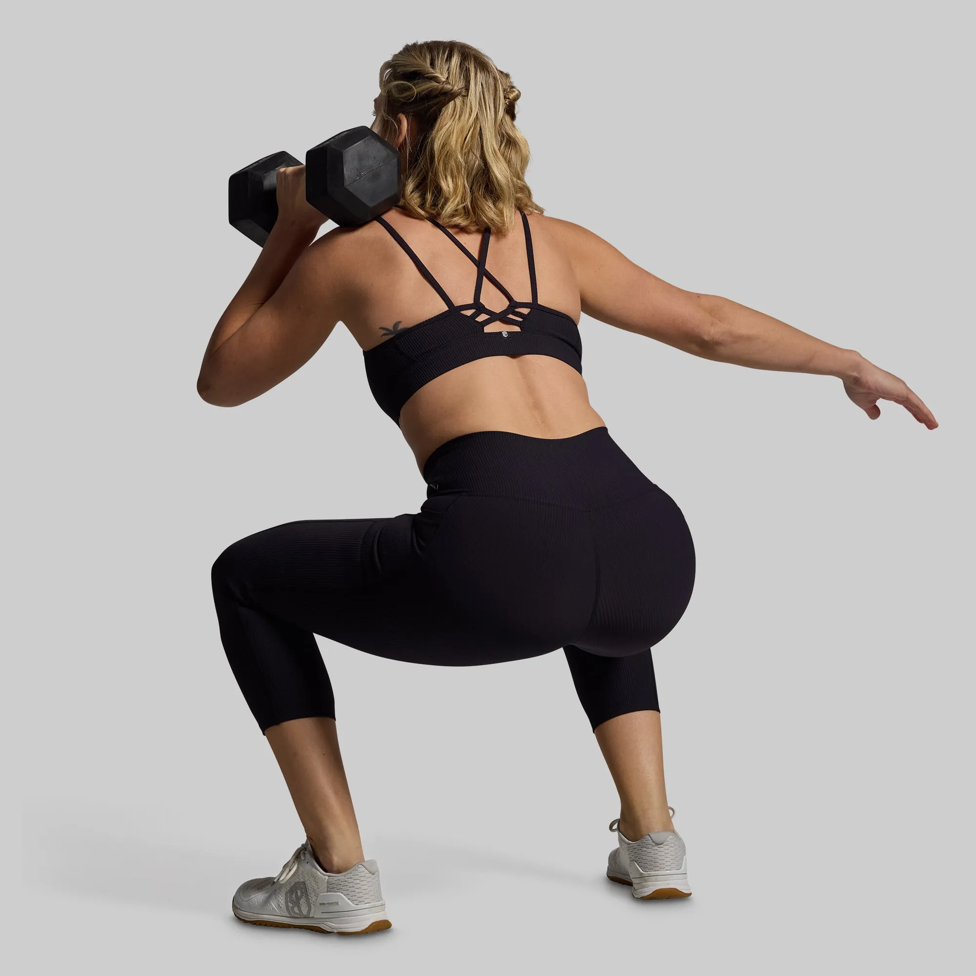 Adjustable Hook Closure Anti-microbial Lotus Sports Bra (Black)