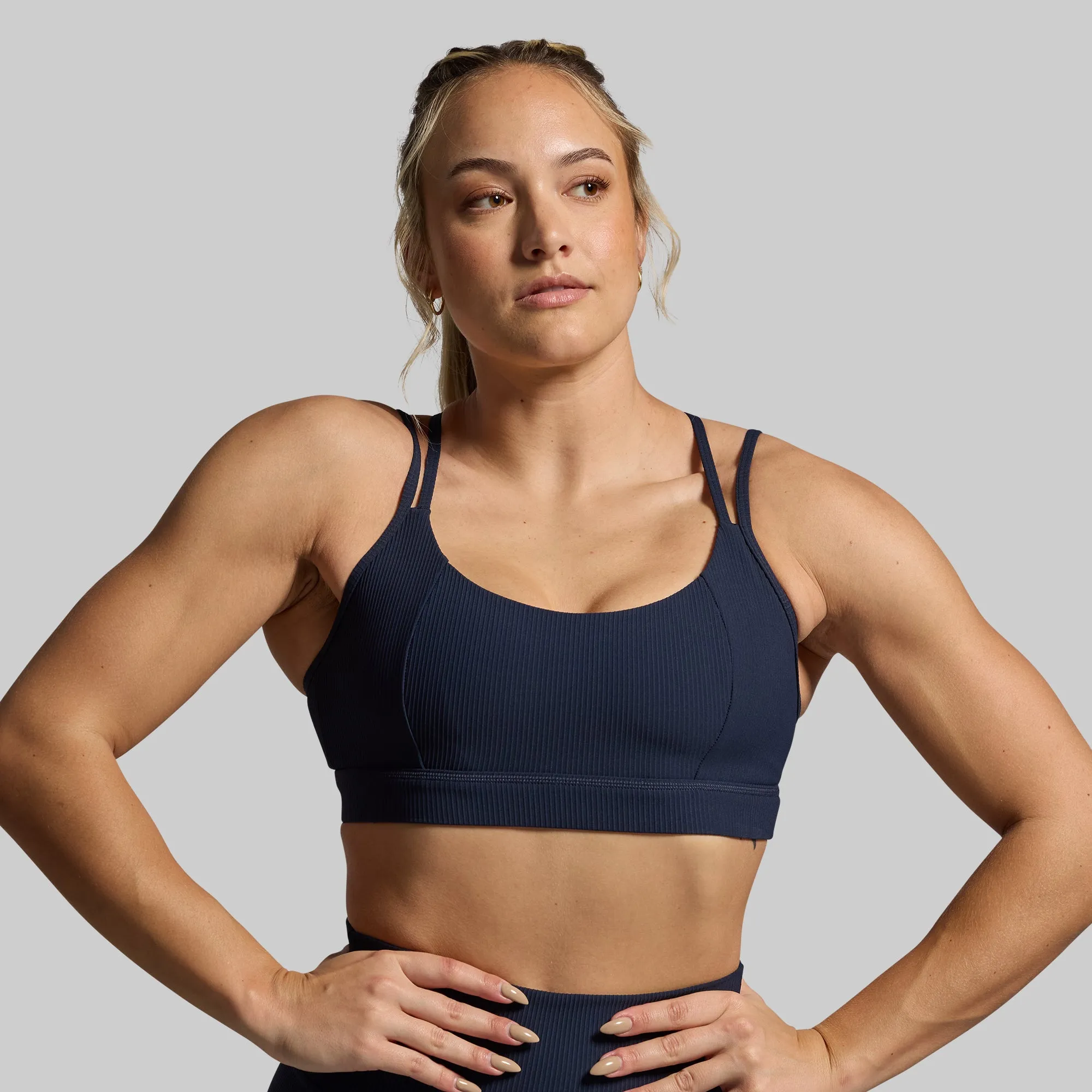 smooth material Secure Band Lotus Sports Bra (BP Navy)