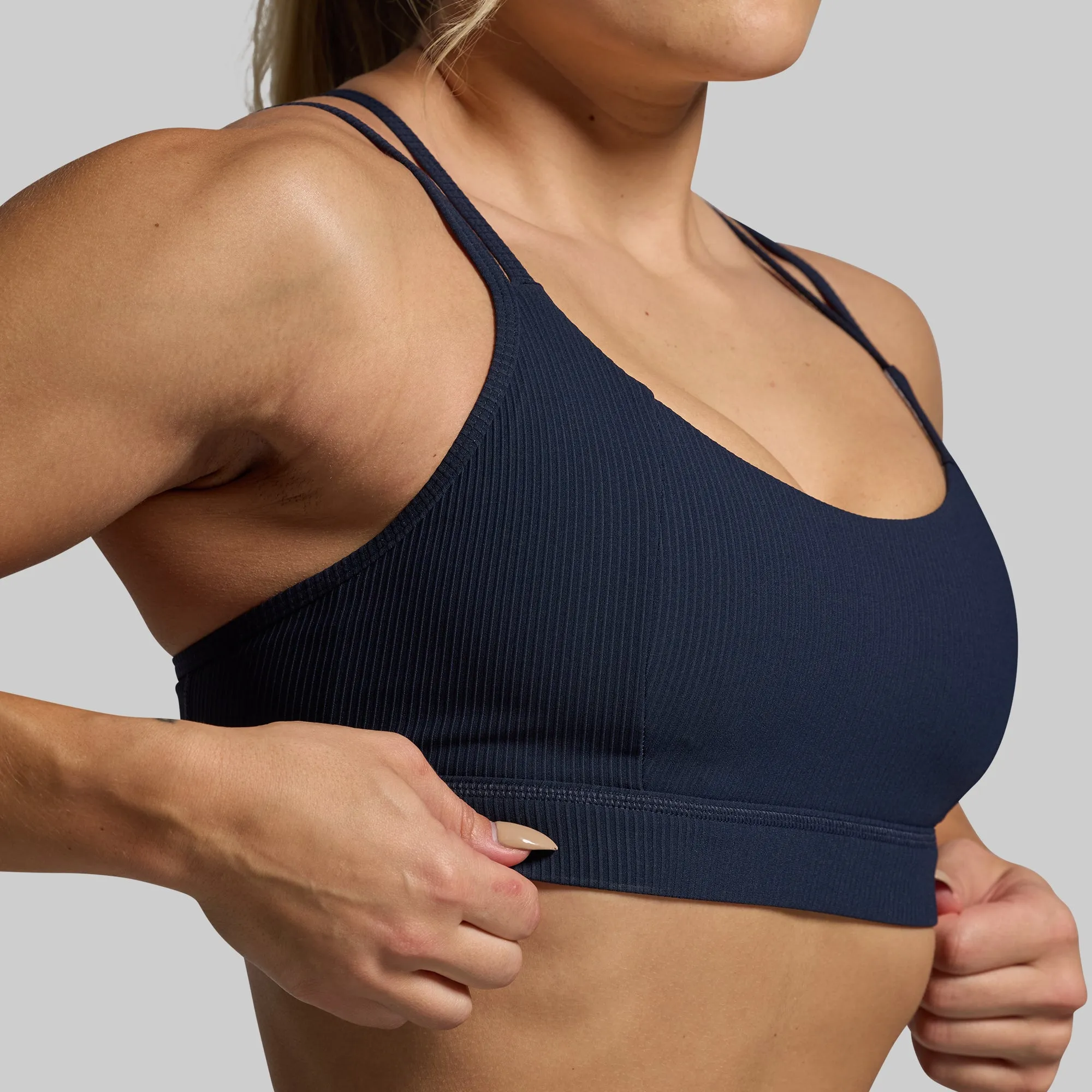 Lightweight Support Breathable Structure Lotus Sports Bra (BP Navy)