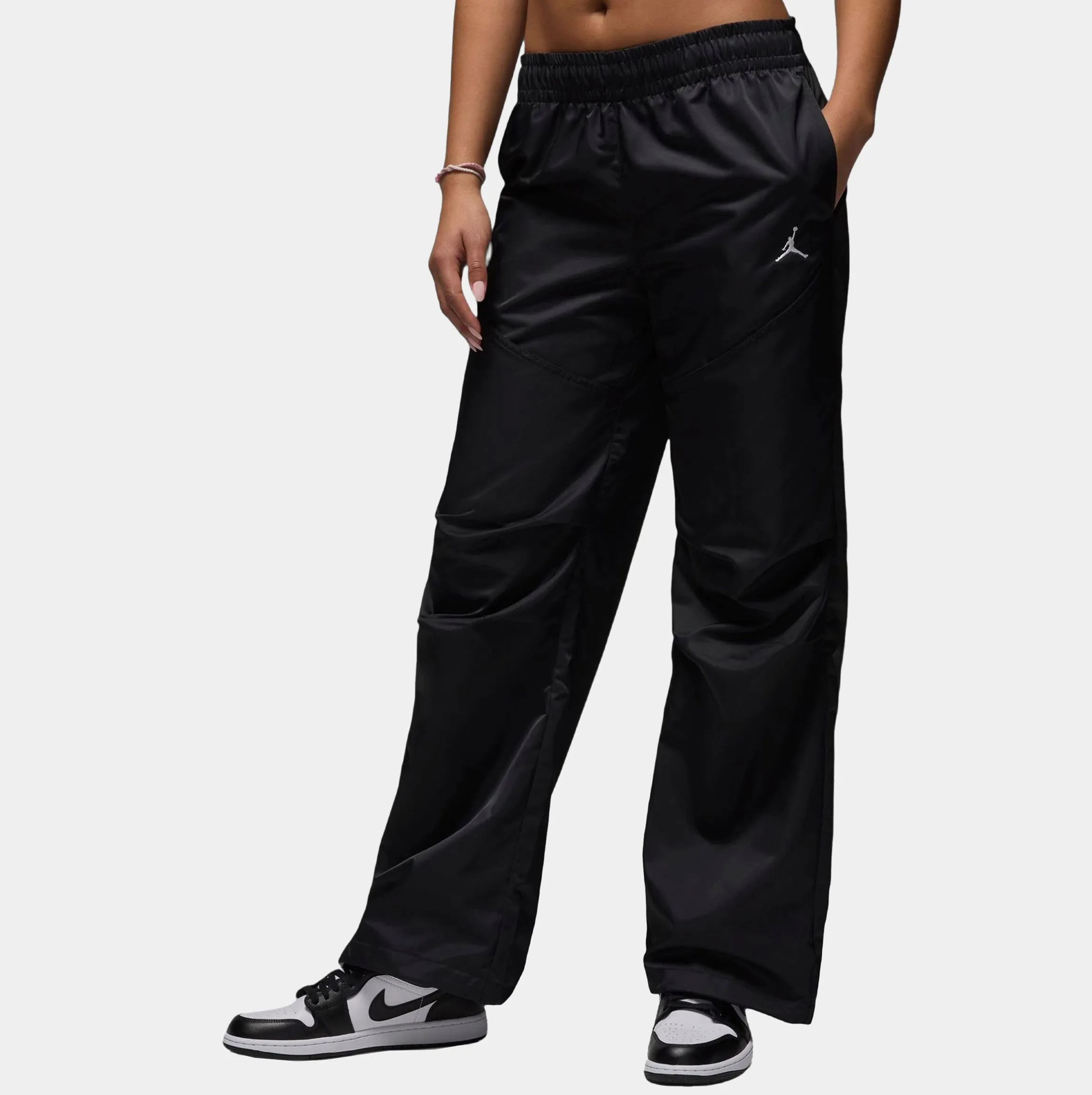 Easy Access Brooklyn Satin Womens Pants (Black/White)