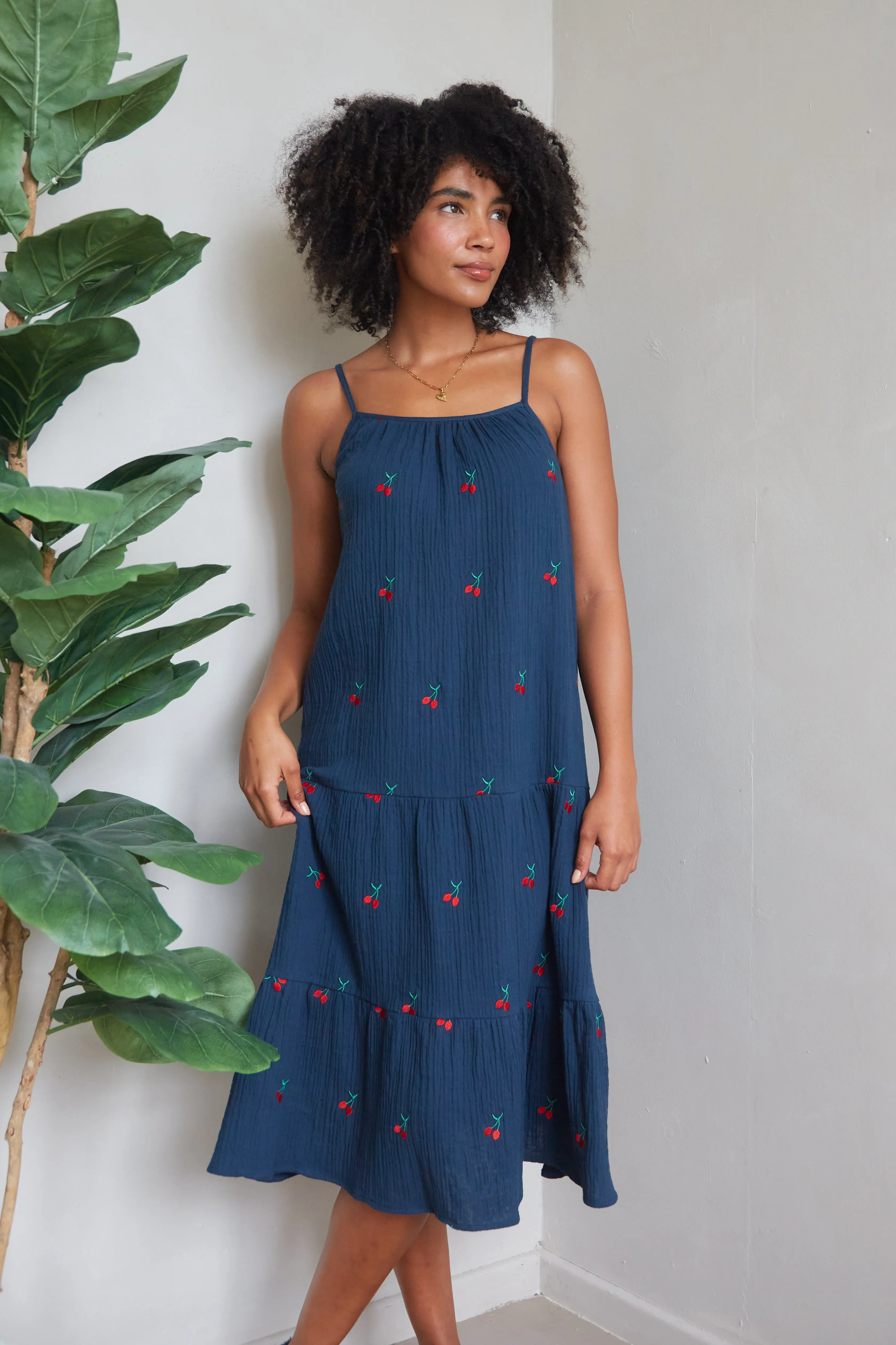 Cozy Design Lula Cherry Embroidered Sundress