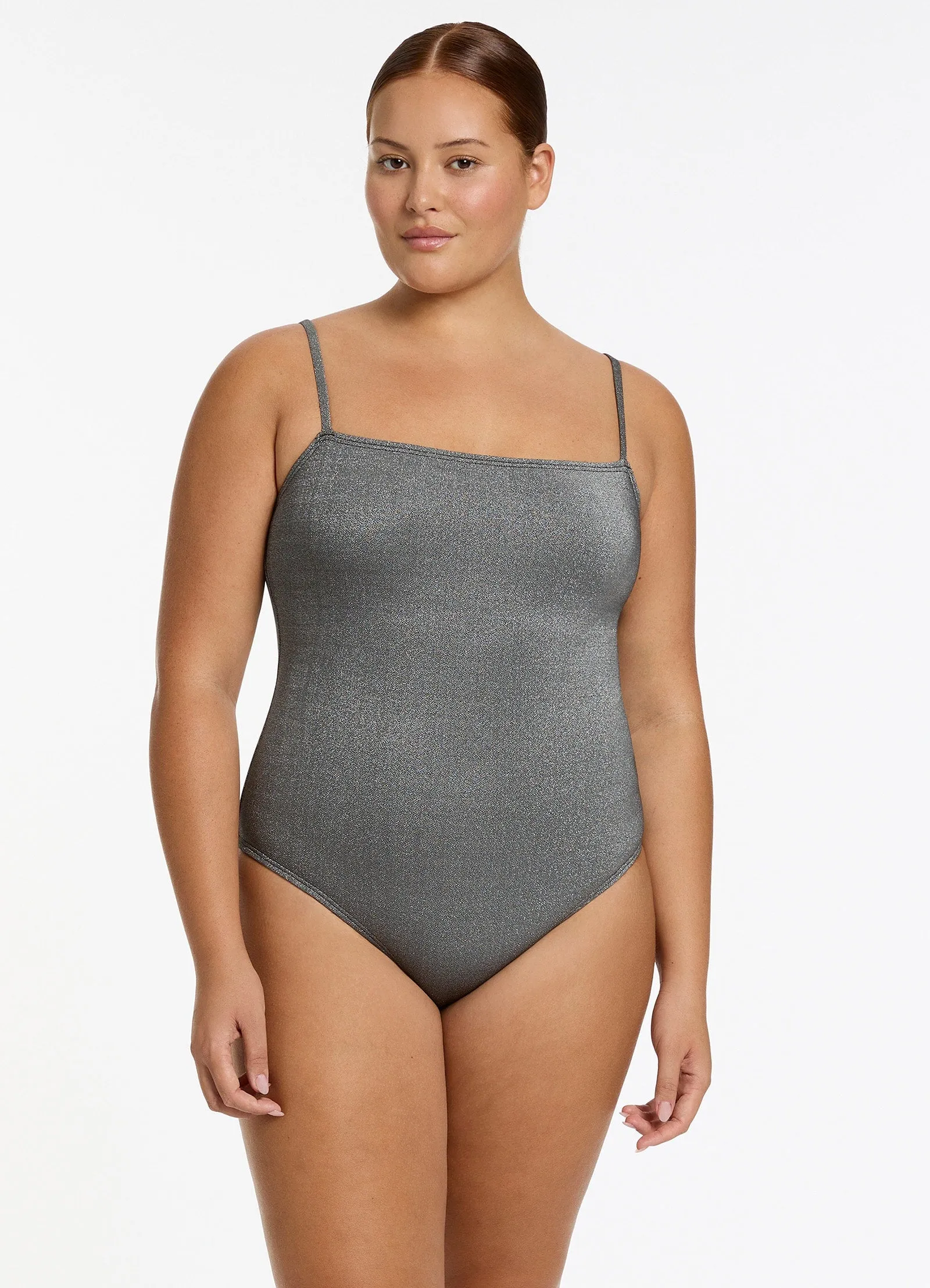 Compression Lock Hem Lumen Minimal Tank One Piece - Silver