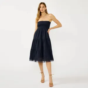 Wave Soft Mabel Eyelet Midi Dress (Navy)