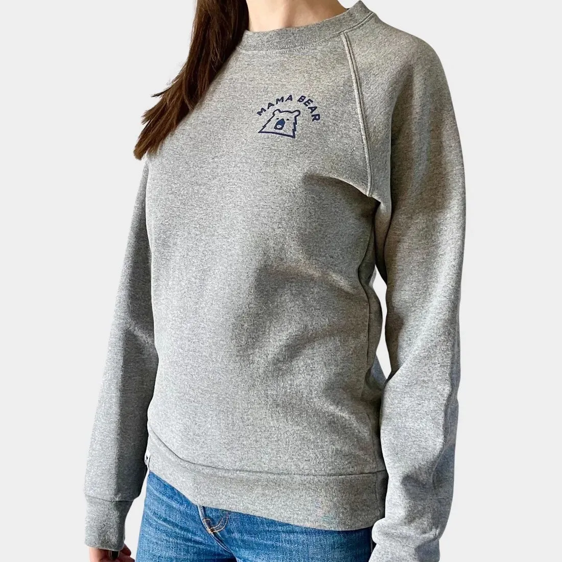Smart Wear Mama Bear Crew Sweatshirt (Grey Marl   Navy)