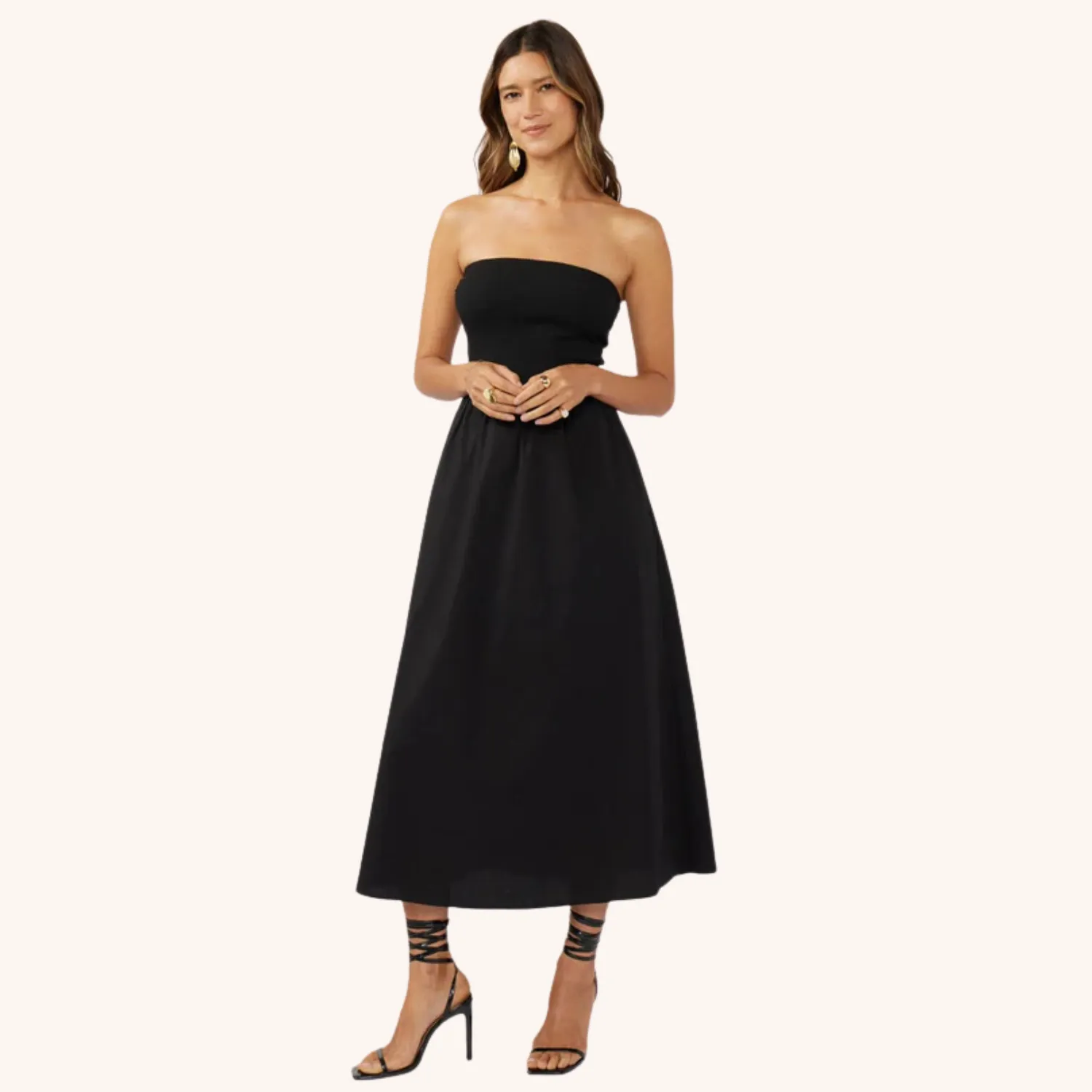 Fall Go Mara Strapless Midi Dress (Black)
