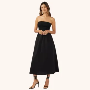 Fall Go Mara Strapless Midi Dress (Black)