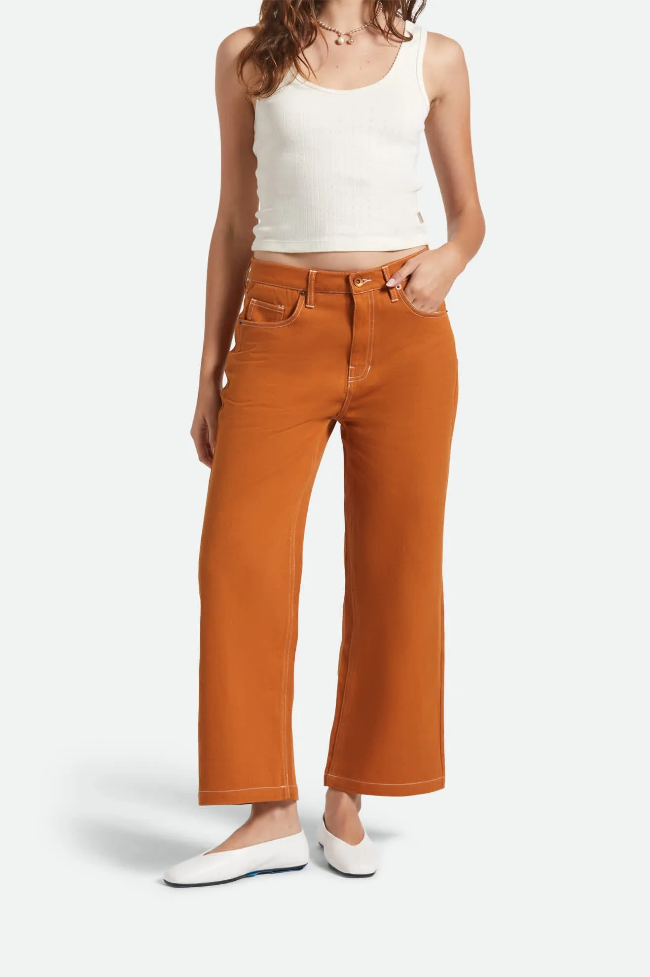 Margo Cropped 5-Pocket Pant - Rustic Caramel Active Look