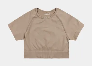 Stacia Rashguard Crop Womens Short Sleeve Shirt (Brown) athletic shoes