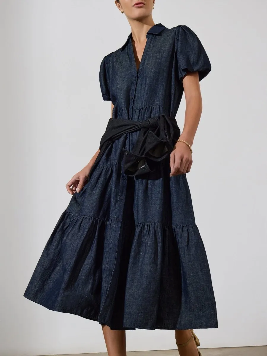 Seasonal Fit Panelled-Design The Havana Indigo Dress