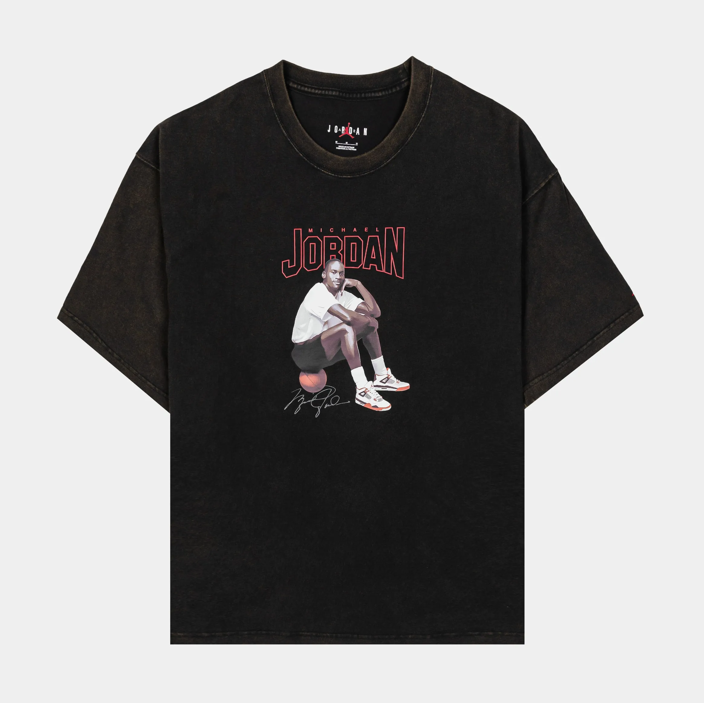 Love Glow Michael Jordan Graphic Womens Short Sleeve Shirt (Black)