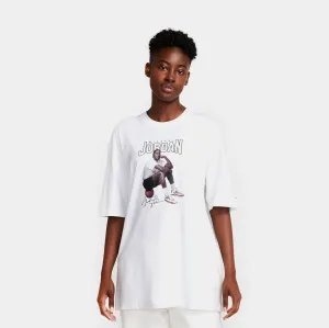Cozy Pajamas Michael Jordan Graphic Womens Short Sleeve Shirt (White)
