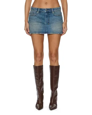 Hidden pockets Signature Line MICRO MINI SKIRT TEXAS BLUE STUDDED