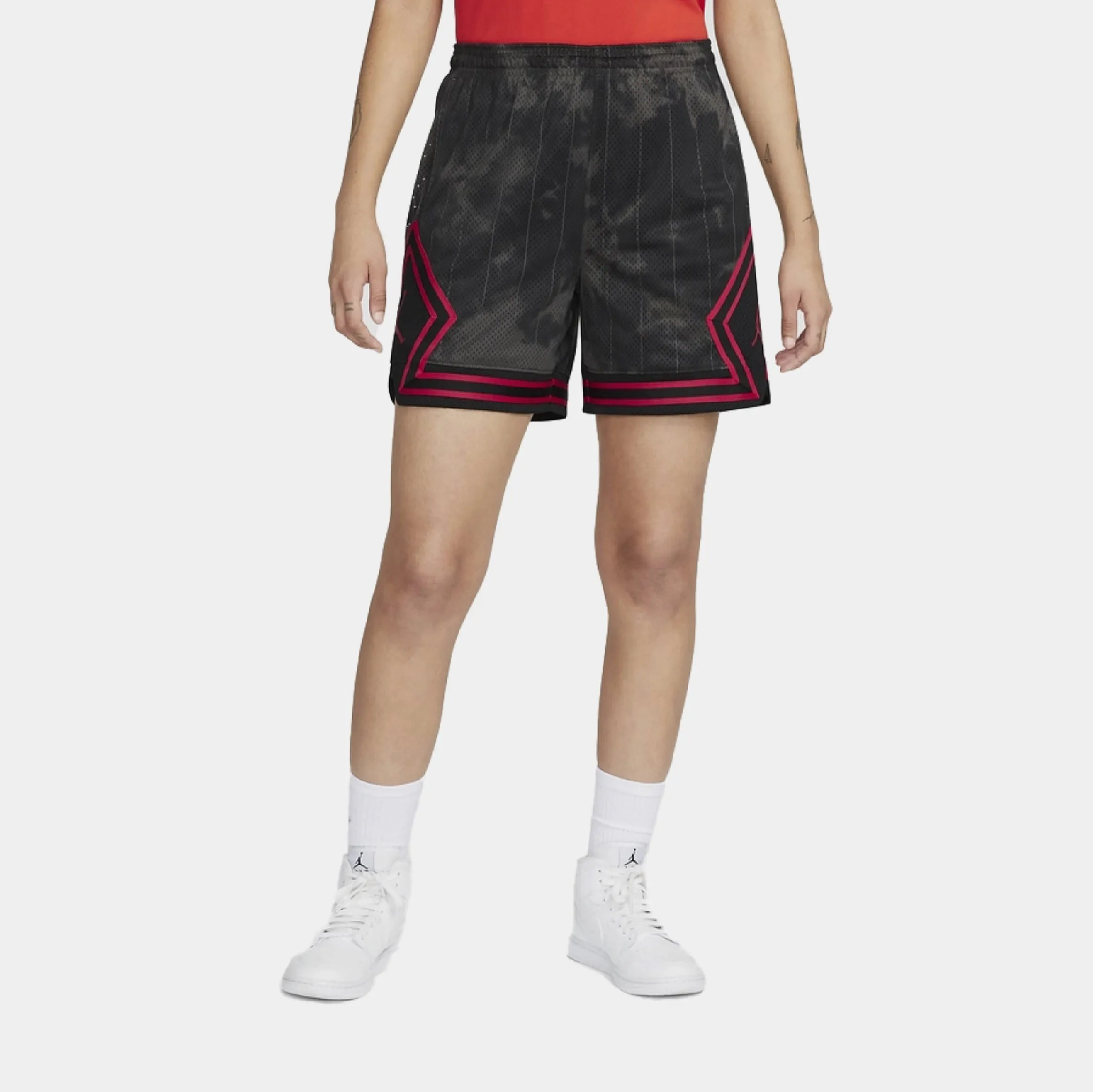 Diamond Dri-Fit Womens Shorts (Black/Red) Wedges AntiStaticCoating