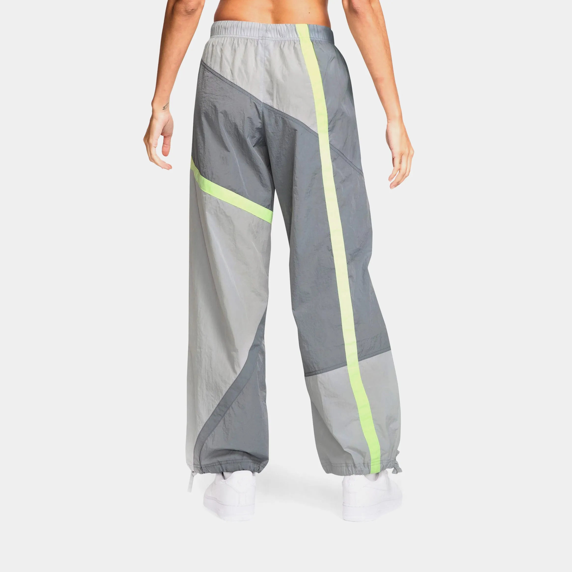 Body Contour Mid Rise Loose Woven Open Hem Womens Pants (Smoke Grey/Light Smoke Grey/Light Liquid Lime/Light Smoke Grey)