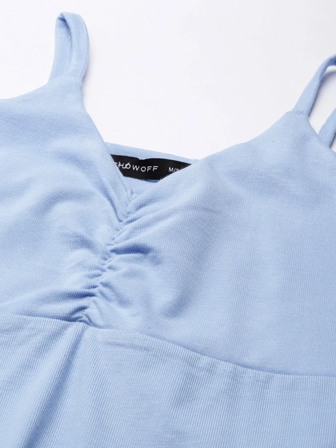 Women's Blue Shoulder Straps Cotton Bodycon Dress Move Free