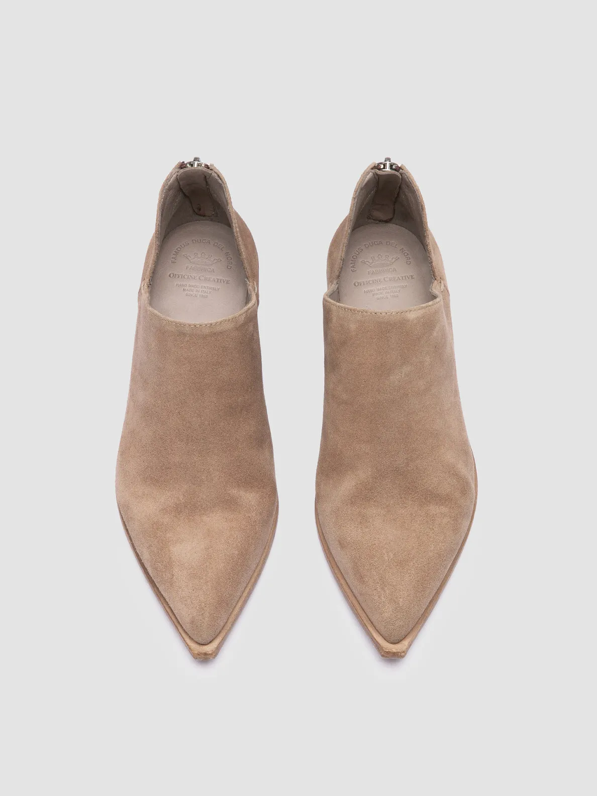 NOELIE DD 106 -Taupe Suede Zipped Boots Slip-Resistant Sole