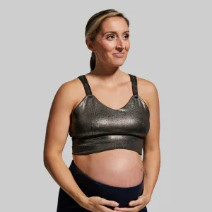 Milk and Muscles Nursing Sports Bra (Gold Digger) Nylon Fabric