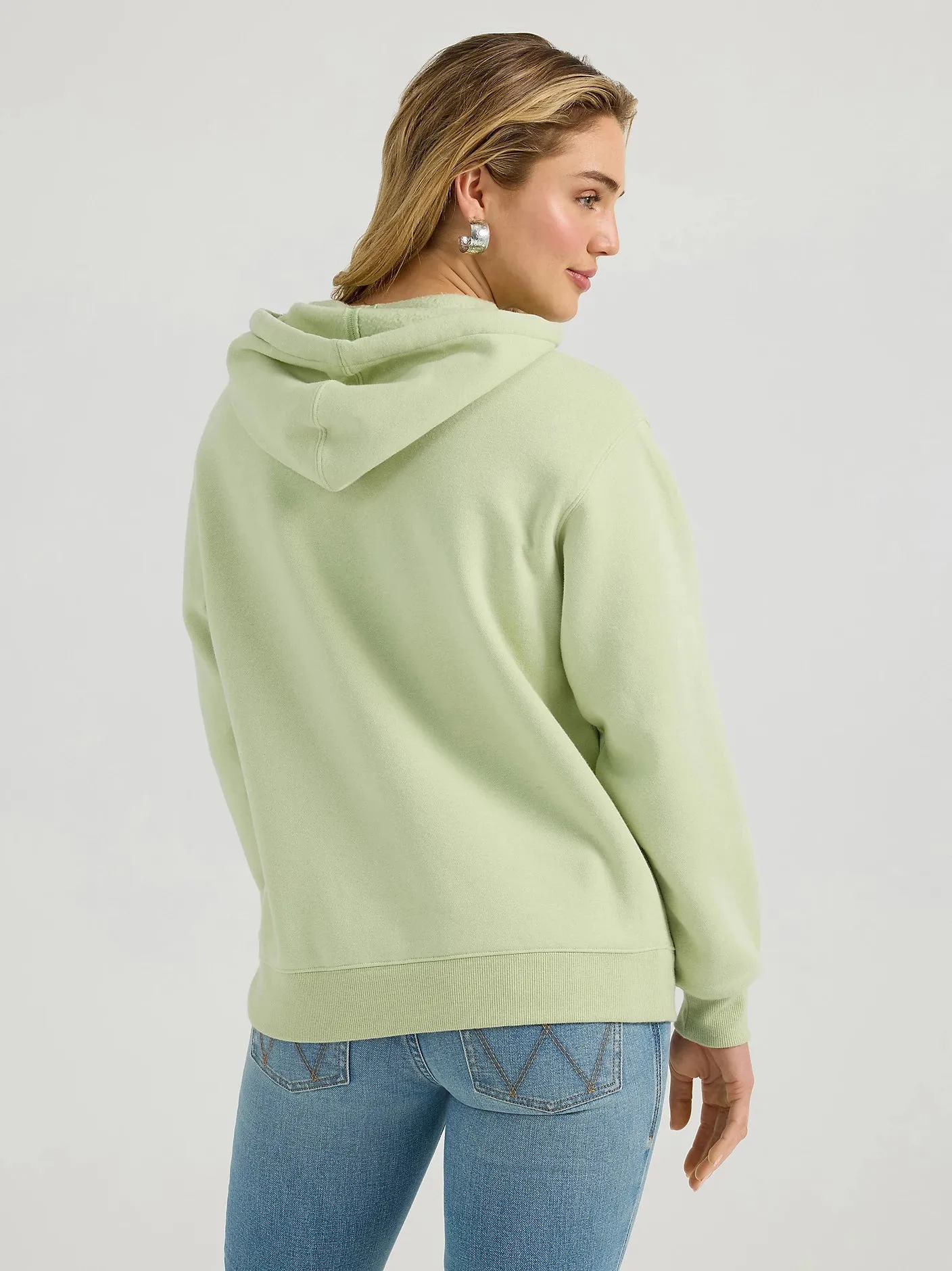 Wrangler Retro Women's Bold Logo Hoodie in Green Tea adults'