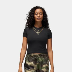 Street Fest StaticFree Material MJ Necklace Graphic Womens Short Sleeve Shirt (Black/Gold)