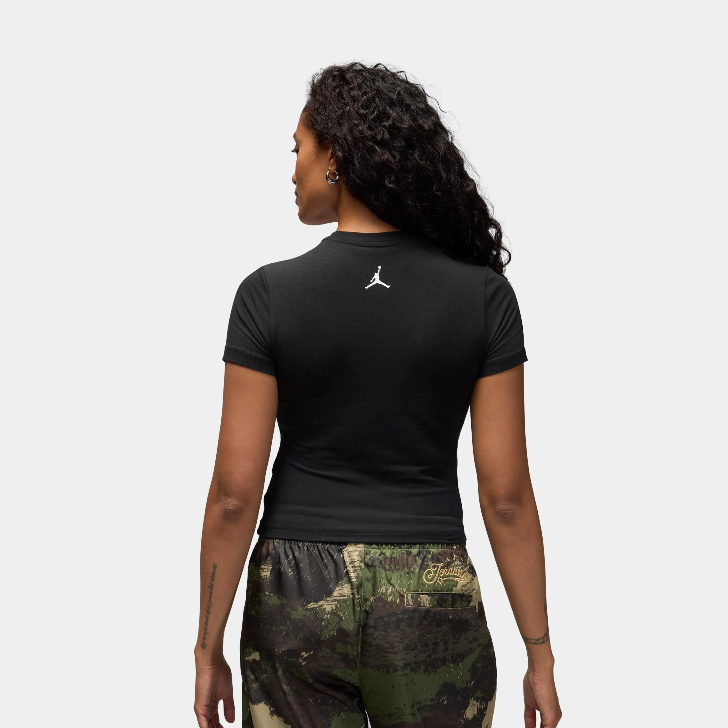 Pure Core MJ Necklace Graphic Womens Short Sleeve Shirt (Black/Gold)