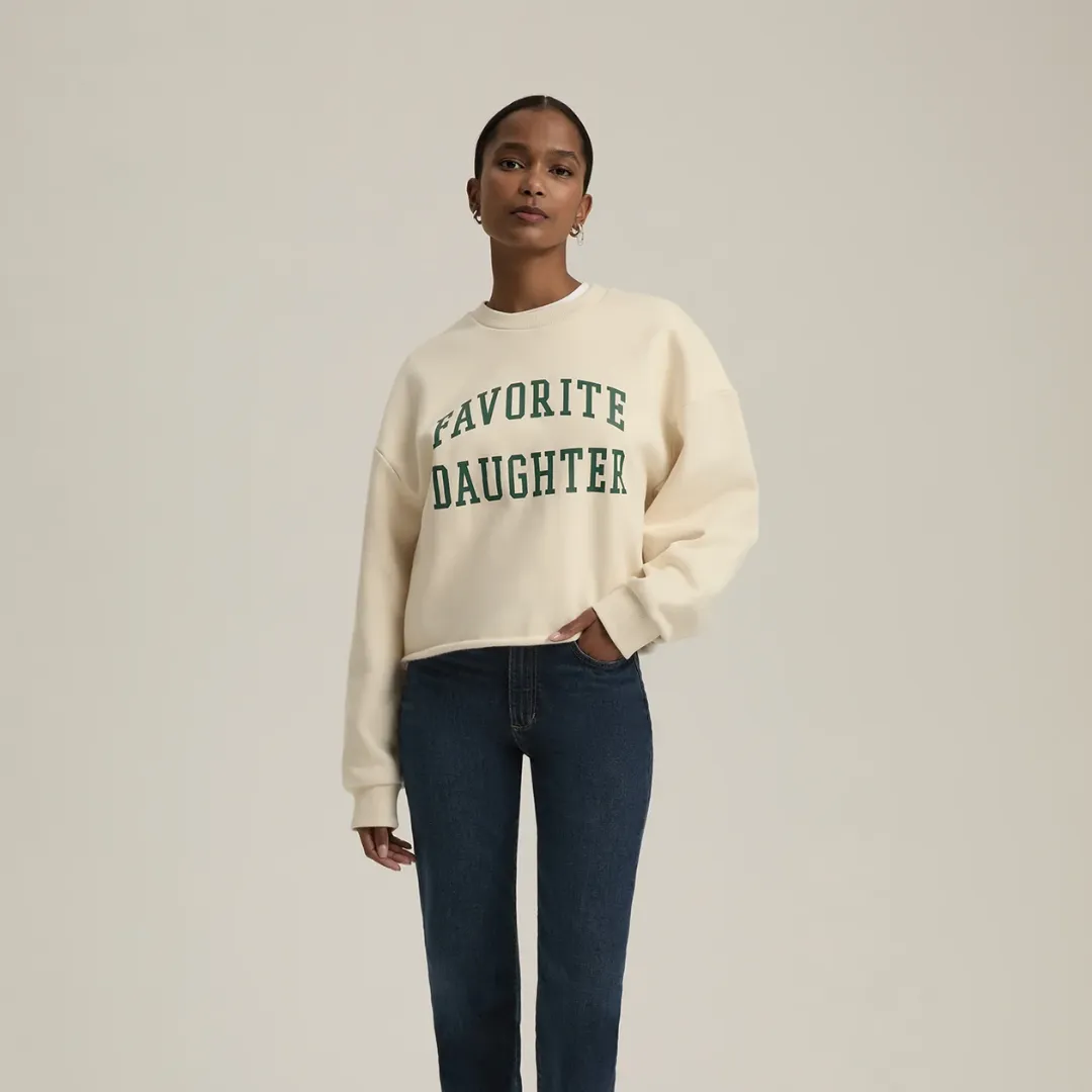 product luxury factor product mass production efficiency The Cropped Collegiate Sweatshirt