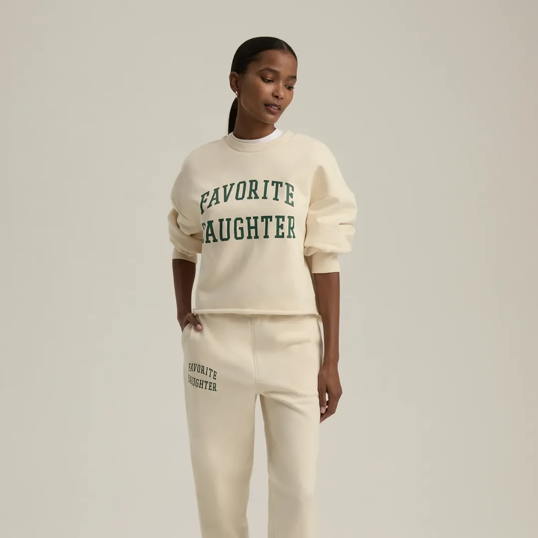 The Cropped Collegiate Sweatshirt product chambray casualness