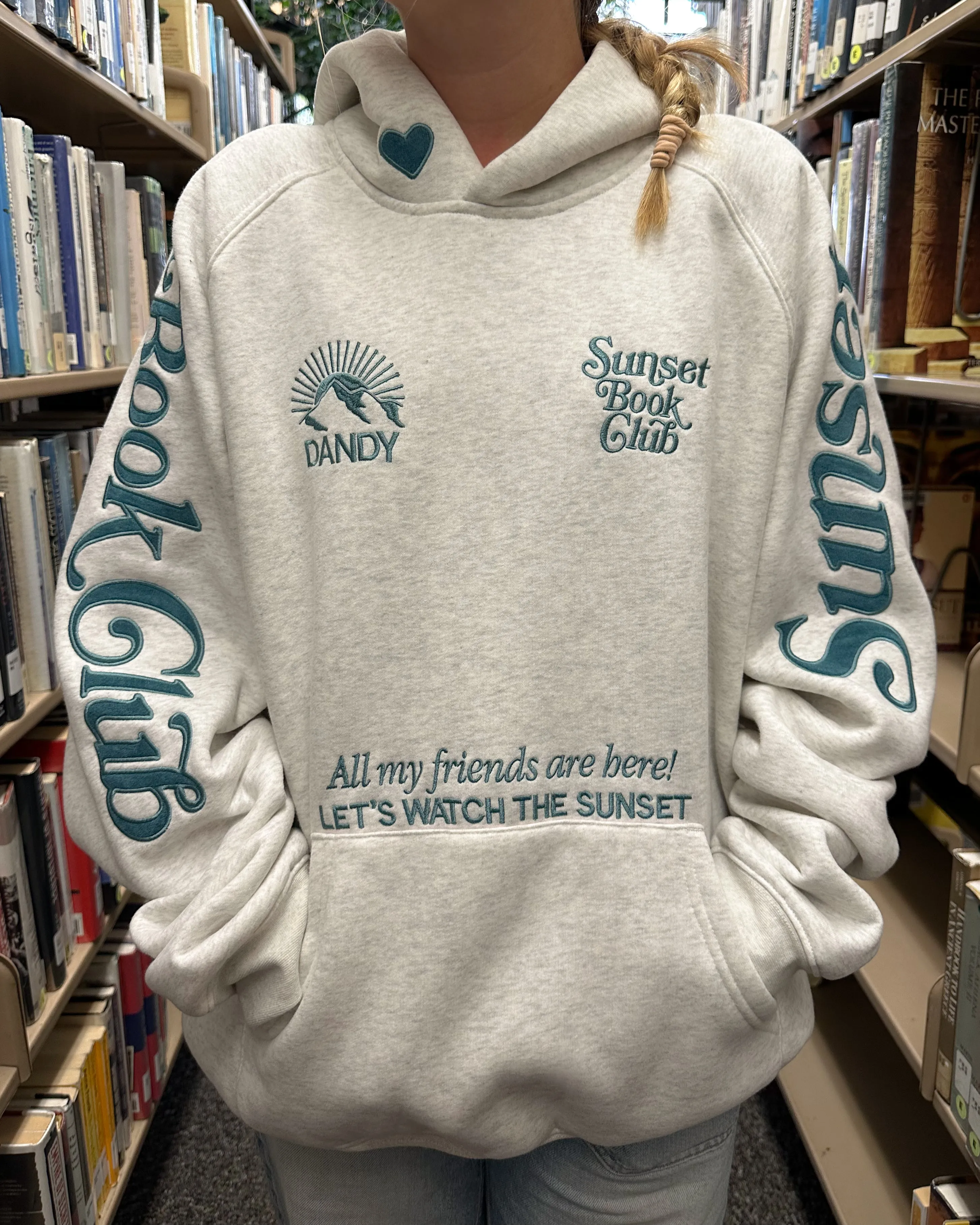 "Book Club" Oversized Lux Hoodie in Heather Gray and Blue Chill Clothing Fashionable Vibes