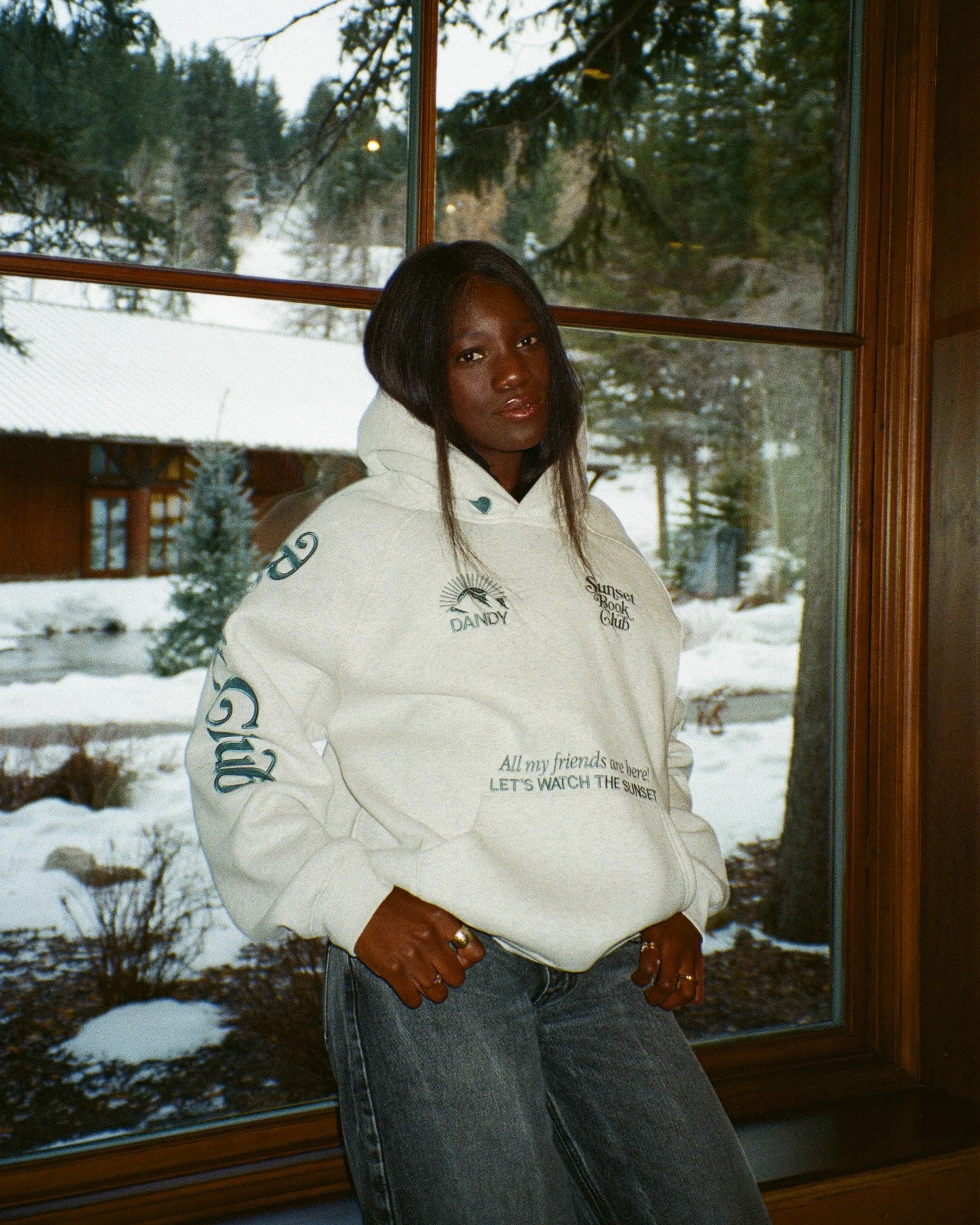 Removable Everyday Comforts "Book Club" Oversized Lux Hoodie in Heather Gray and Blue