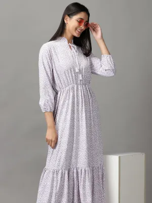 Soft Colorway Women's White Floral Fit and Flare Midi Dress