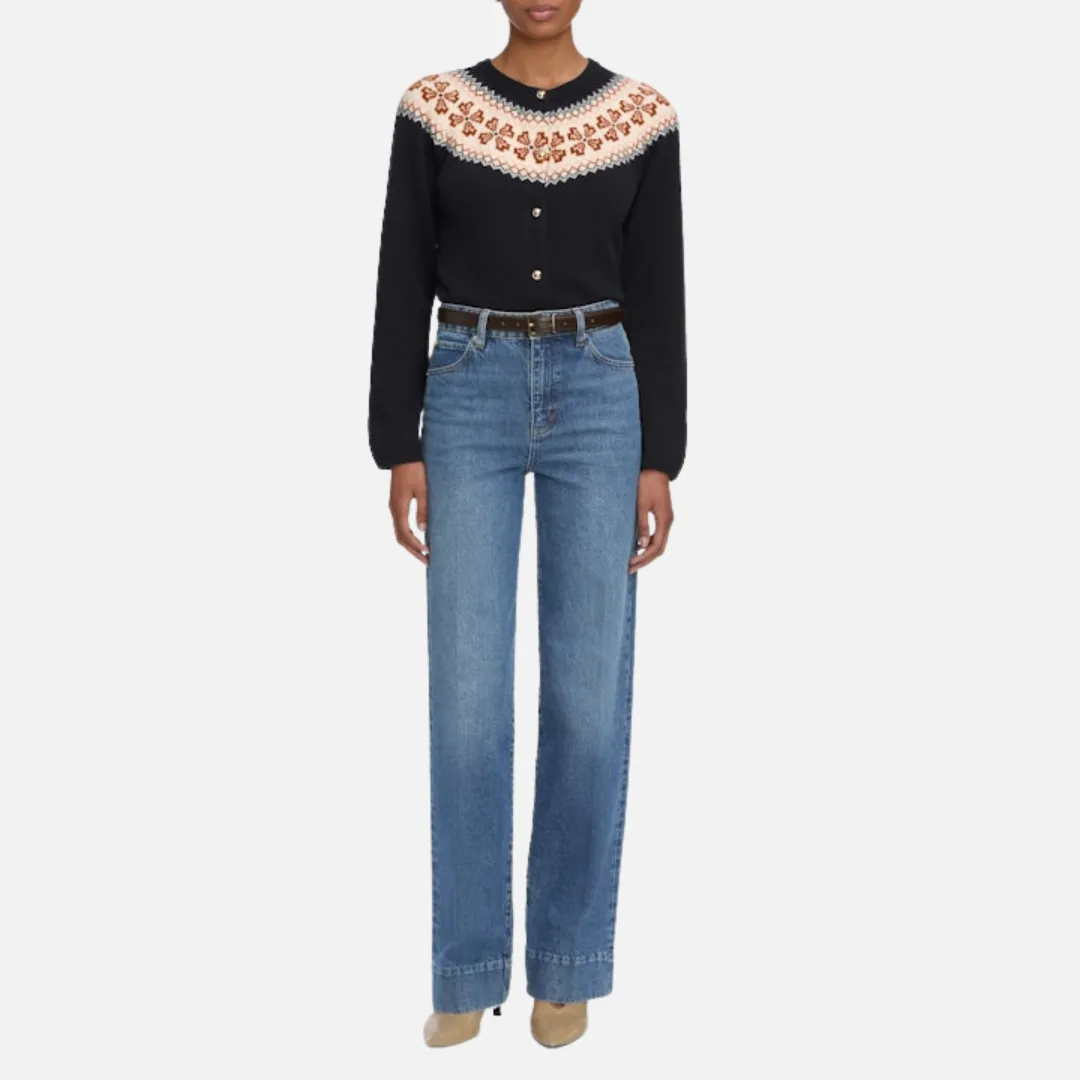 Low Impact Manufacturing City Ready The Cashmere Fairisle Cardi (Navy)