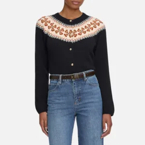 Minimalist Stitching The Cashmere Fairisle Cardi (Navy)